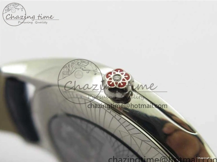 0412 Ladies’ De Ville Trésor Diamond Blue Dial Blue Fabric Watch OXF 1:1 Best Edition Swiss Quartz Upgraded 7892